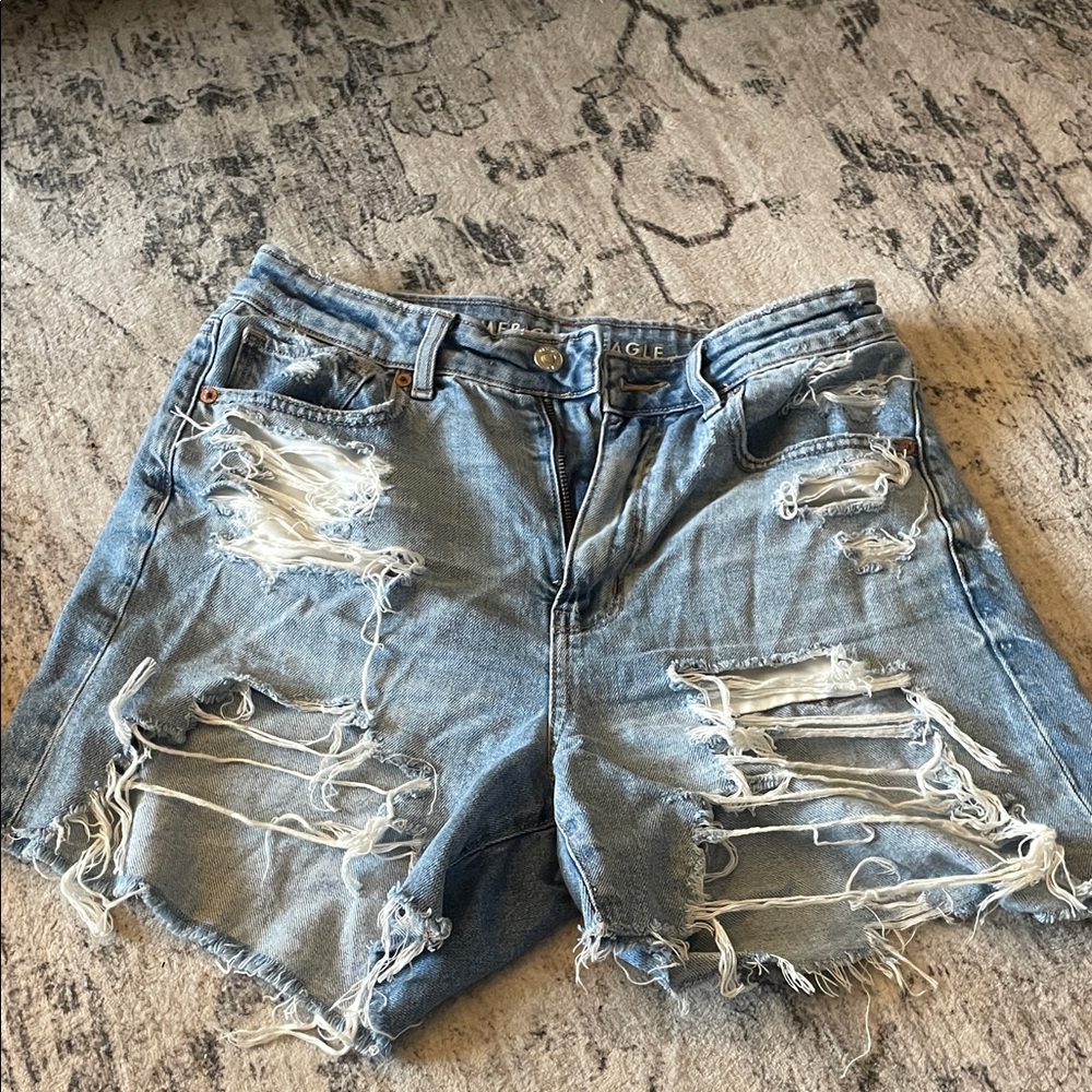 American Eagle Outfitters Distressed Light Blue Denim Shorts